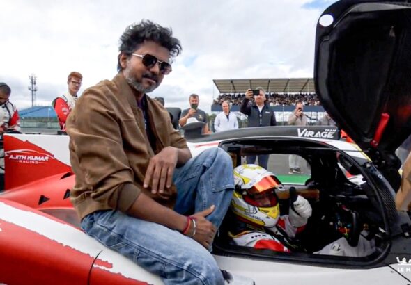 CM Vijay Flags Off Le Mans Cup Car Race in London | Ajith-Vijay Reunion Creates a Buzz